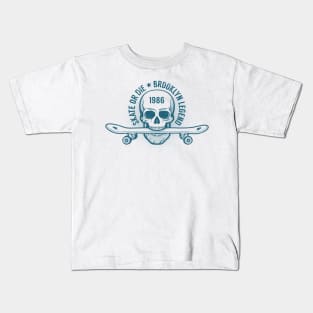 Skater monochrome emblem with skull Kids T-Shirt